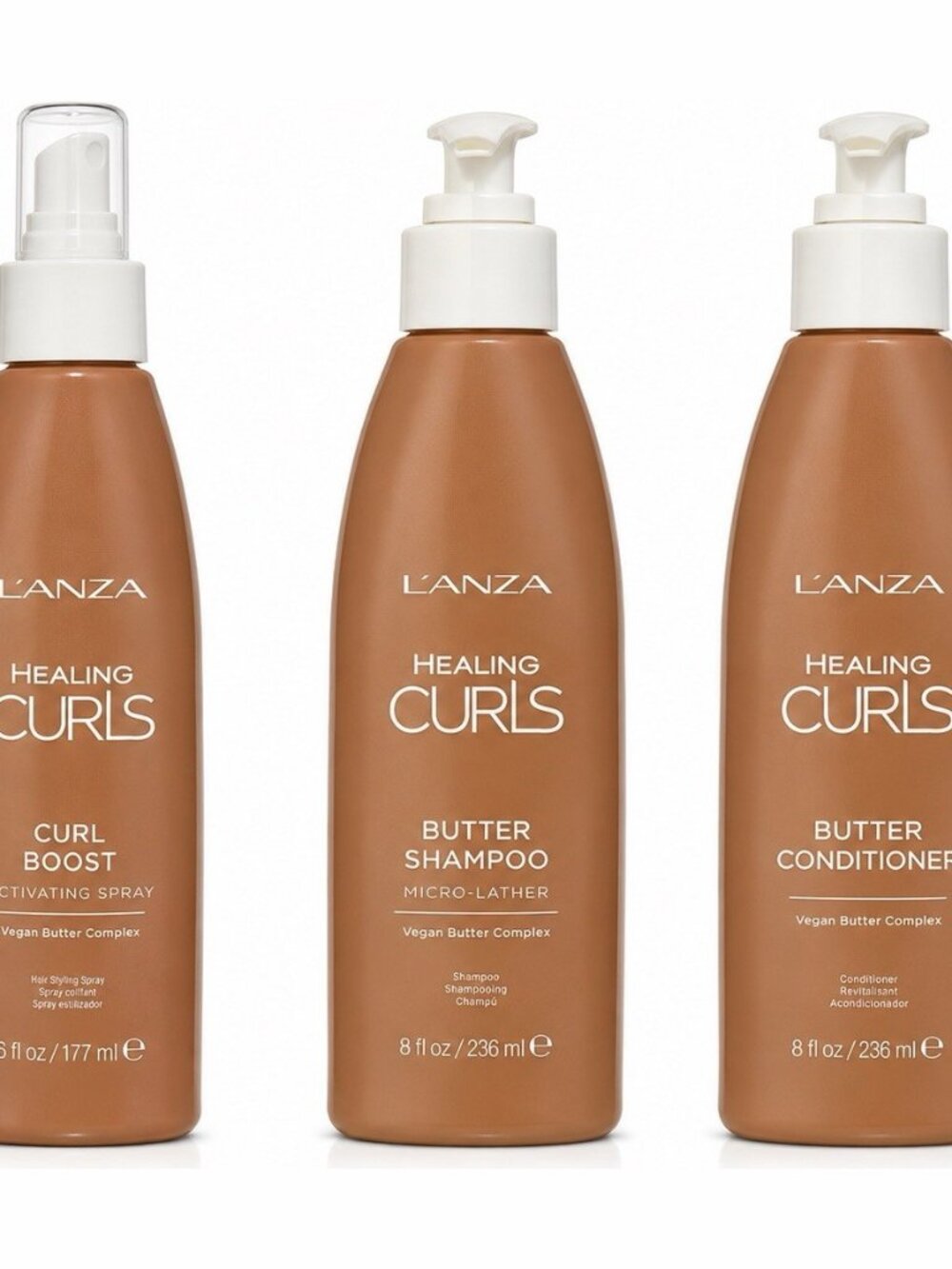 L’ANZA Healing Curls Butter Shampoo Conditioner Curl Boost Trio Vegan Set